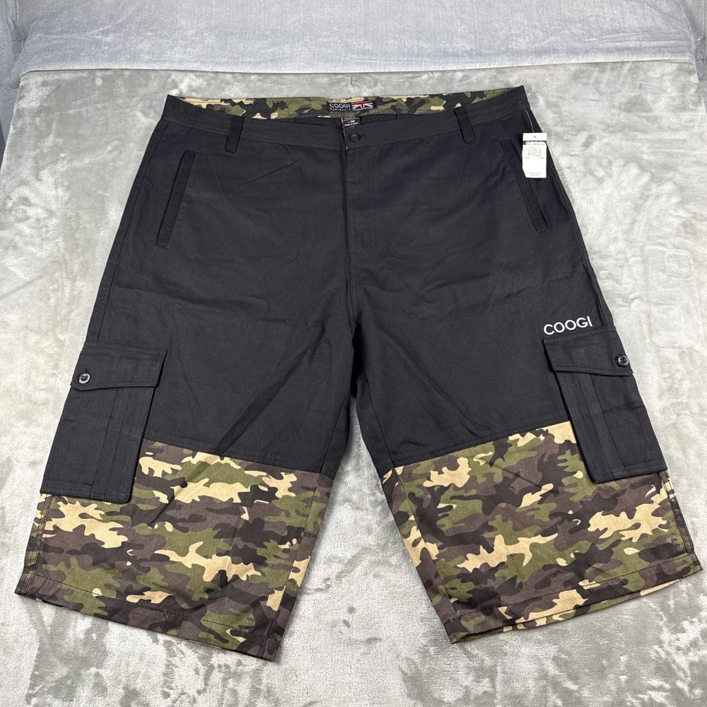 Coogi Australia Mens Size 50 Black Camo Colorblock Cargo Shorts New NWT